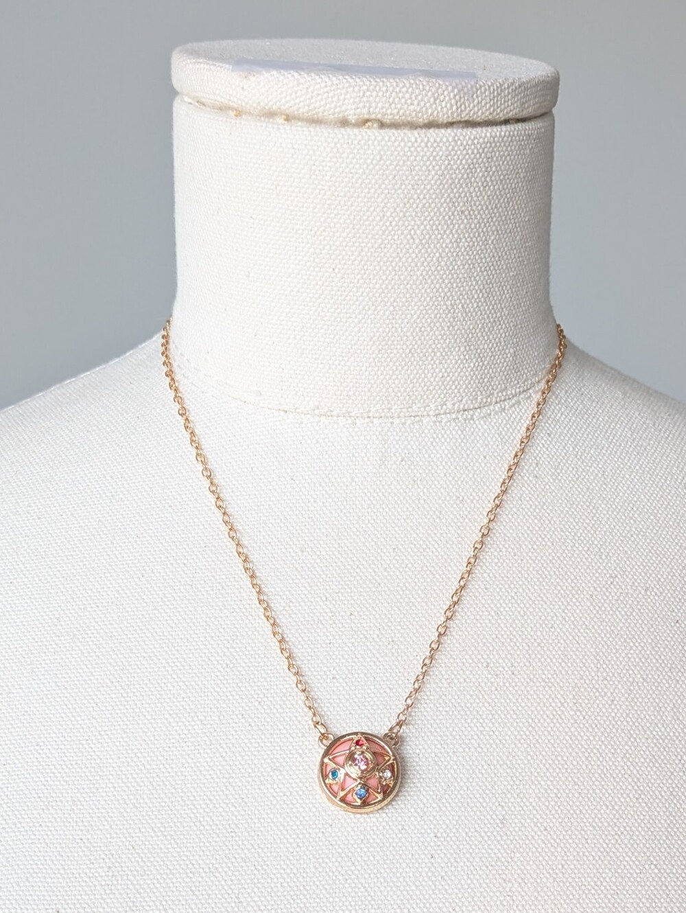 New Sailor Moon Star Compact Pendant Chain Necklace Gold Tone
